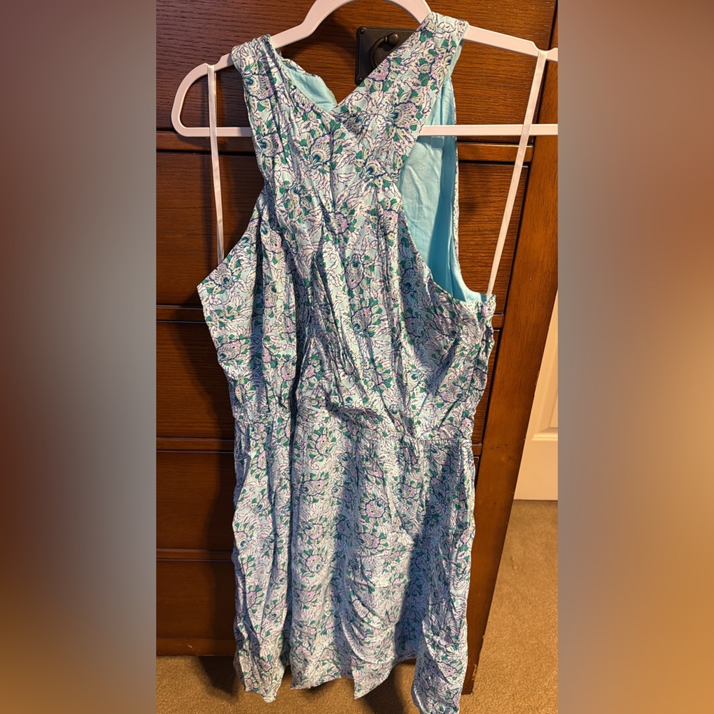 LOFT Floral Dress in Blue and Green